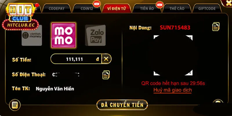 nạp tiền hitclub qua ví điện tử
