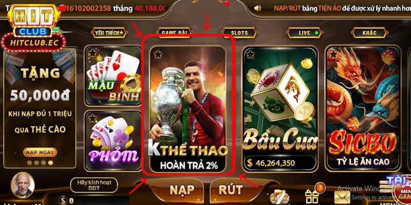 thể thao hitclub sảnh K